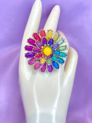 Rainbow Flower Ring Design